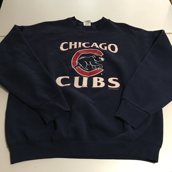 Vintage Chicago Cubs Sweatshirt Mens XL Blue Crewneck 90s 1996 Sweater - Picture 1 of 8